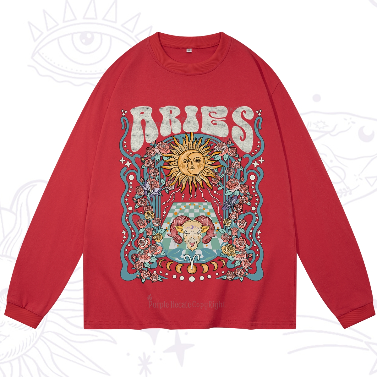 Purplehecate Aries Spirit Zodiac Long Sleeve T-Shirt