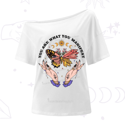 Purplehecate You Are What You Manifest One-Shoulder T-Shirt