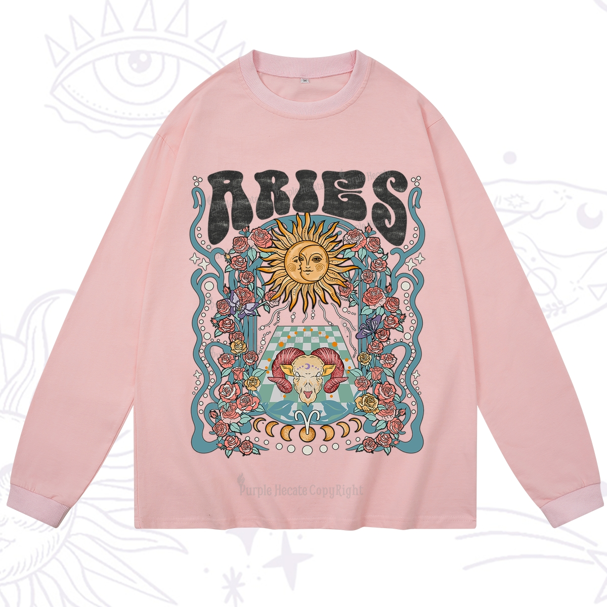 Purplehecate Aries Spirit Zodiac Long Sleeve T-Shirt