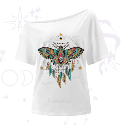 Purplehecate Dreamcatcher Moth Wings One-Shoulder T-Shirt