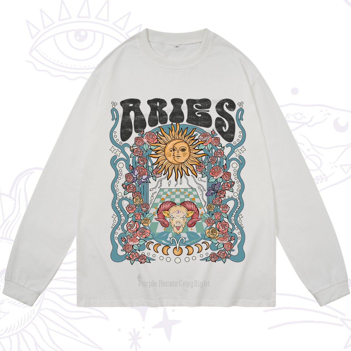 Purplehecate Aries Spirit Zodiac Long Sleeve T-Shirt