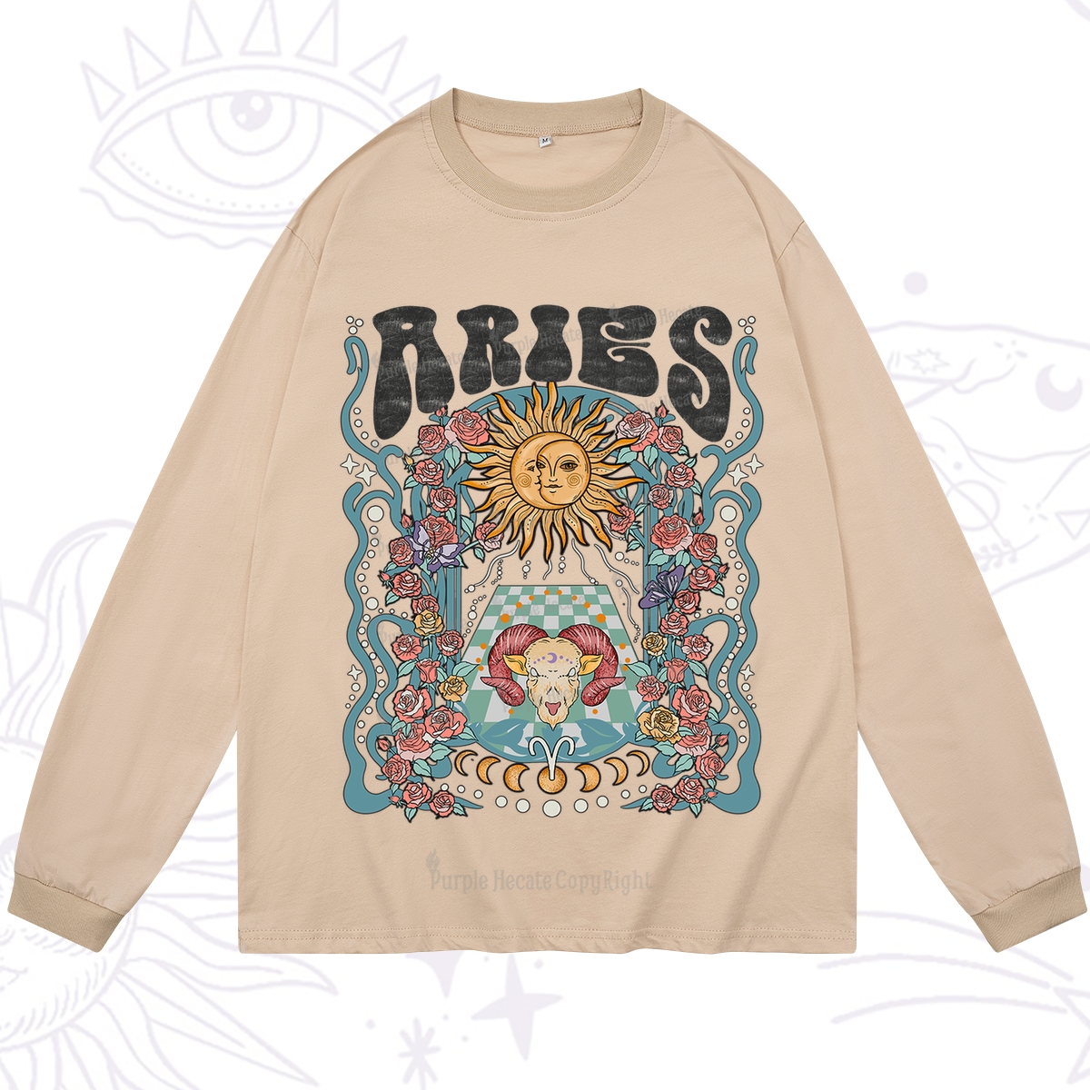 Purplehecate Aries Spirit Zodiac Long Sleeve T-Shirt