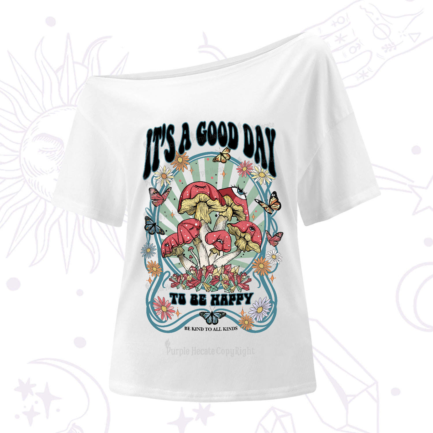 Purplehecate It's A Good Day To Be Happy One-Shoulder T-Shirt
