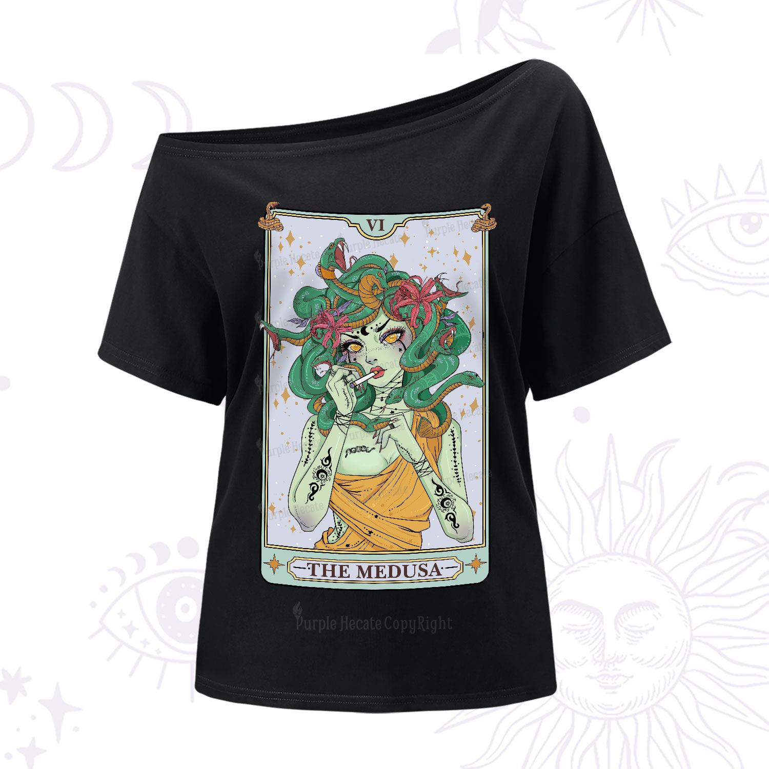 Purplehecate The Medusa Tarot One-Shoulder T-Shirt