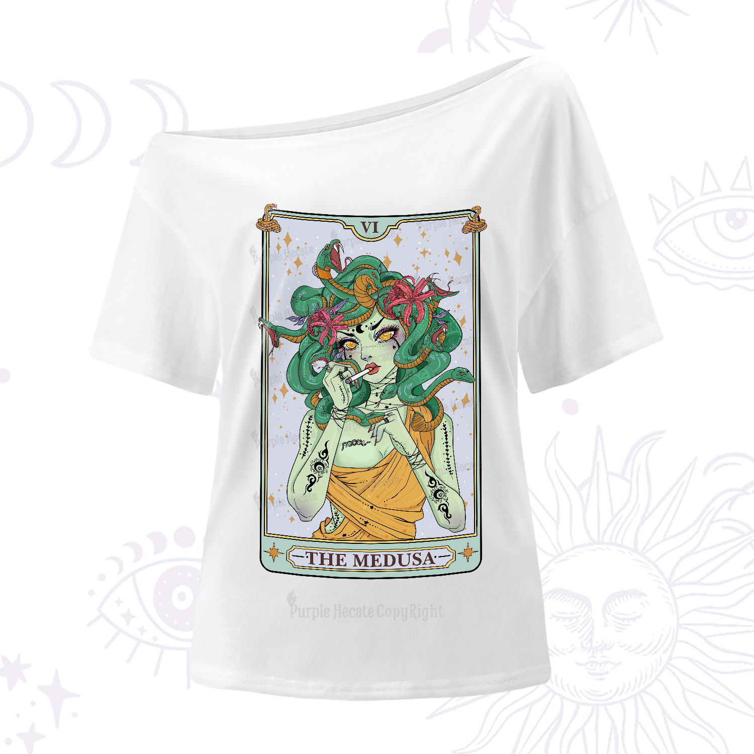 Purplehecate The Medusa Tarot One-Shoulder T-Shirt