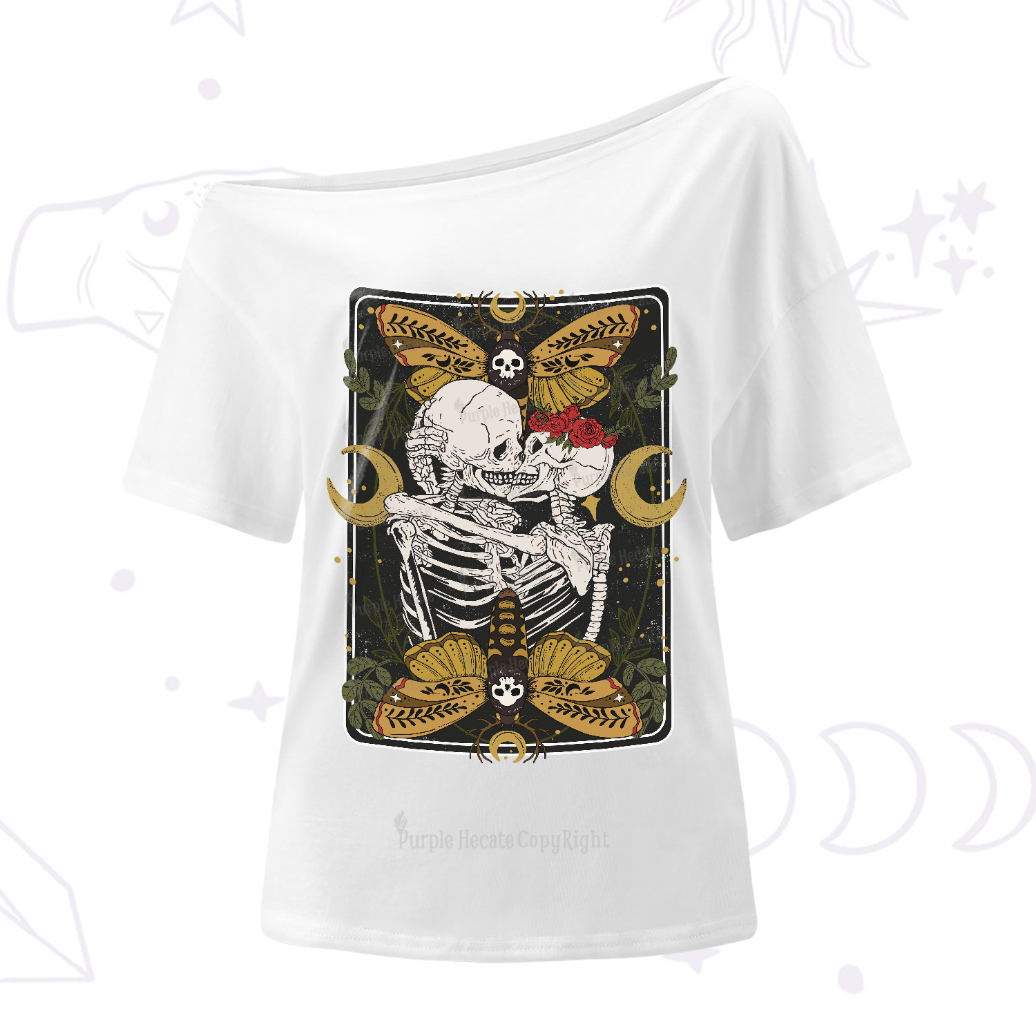 Purplehecate Deathless Moonlit Love One-Shoulder T-Shirt