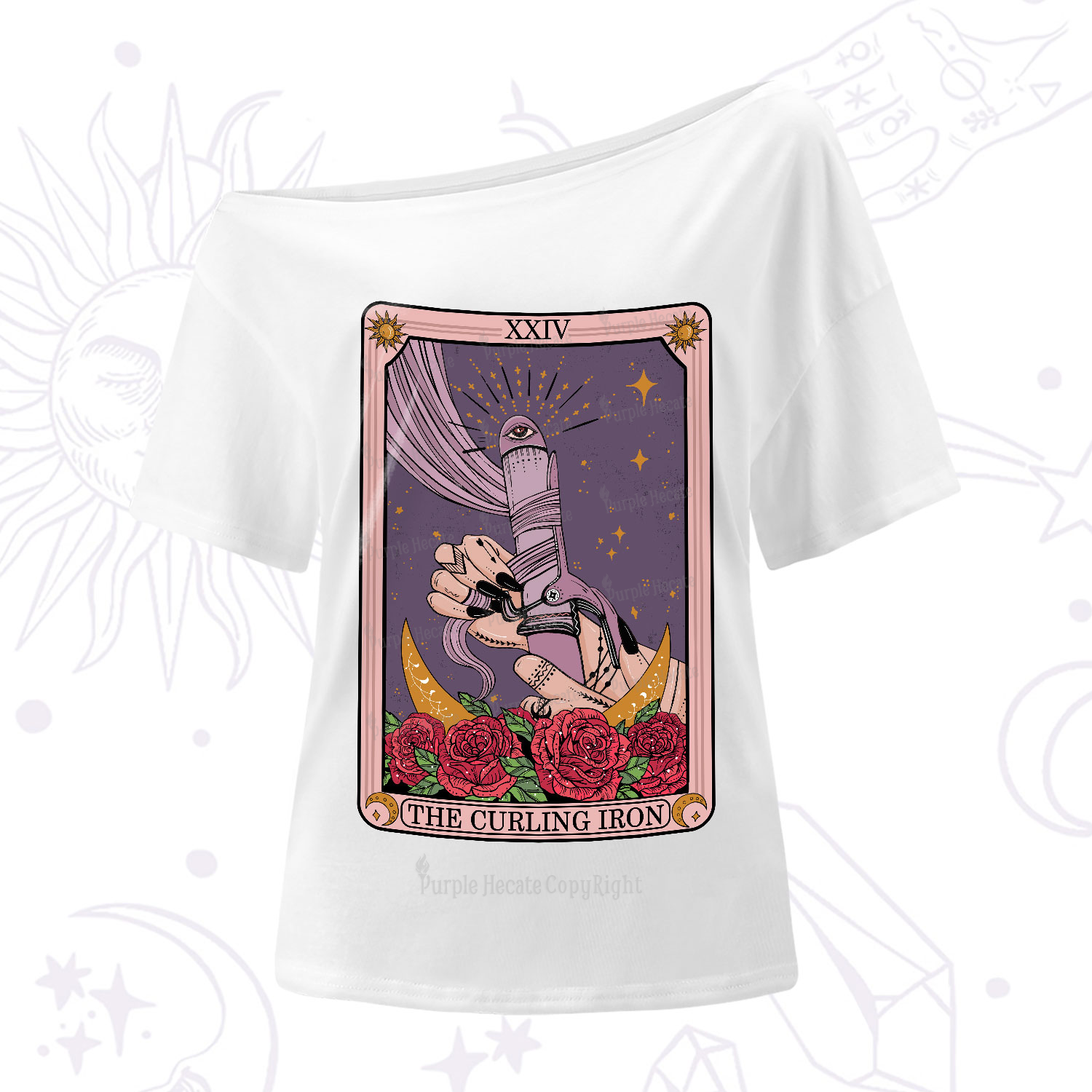 Purplehecate The Curling Iron Tarot One-Shoulder T-Shirt