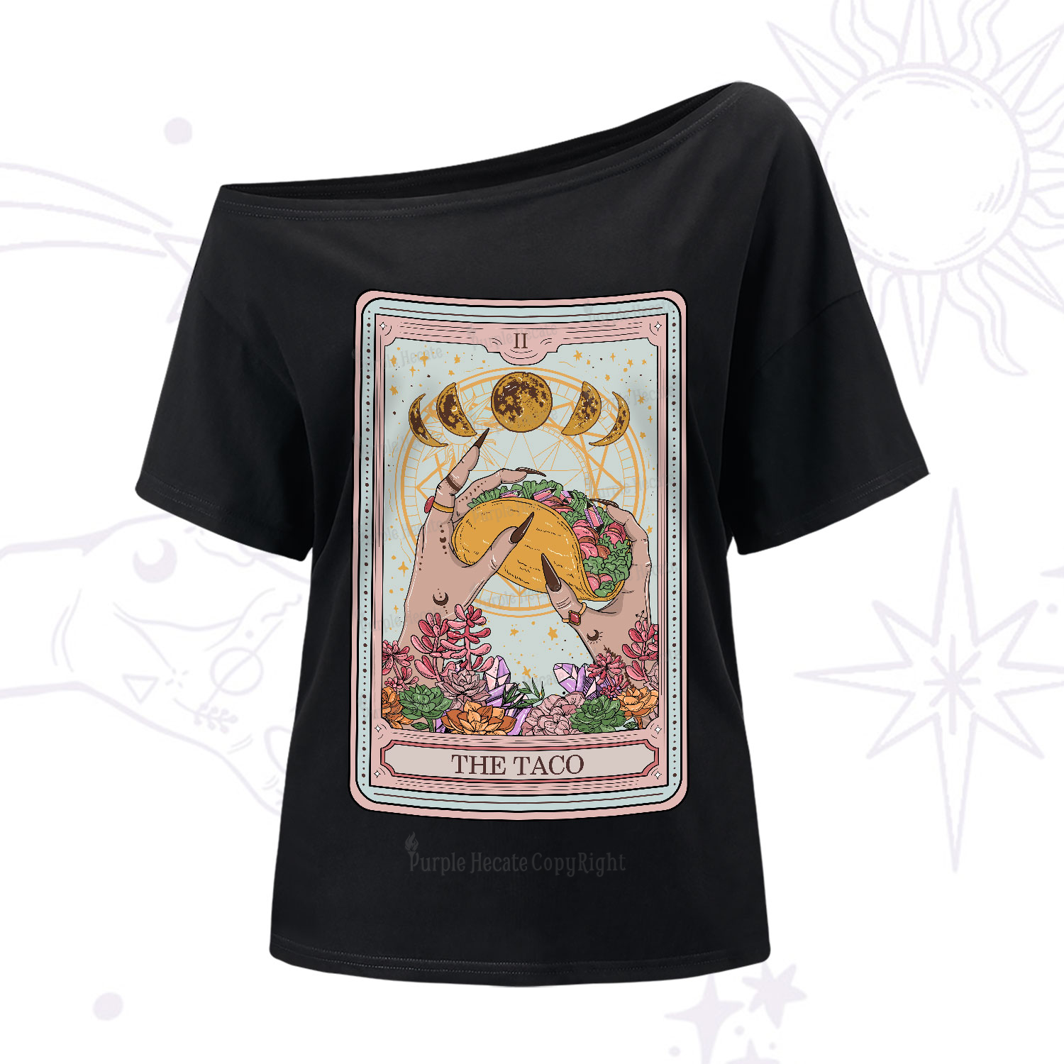 Purplehecate The Taco Tarot One-Shoulder T-Shirt