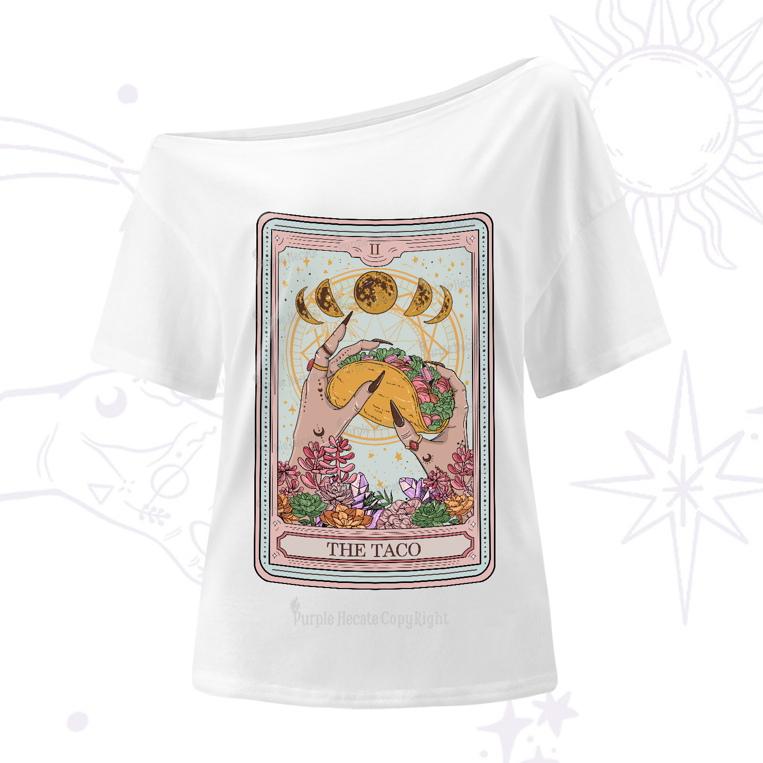 Purplehecate The Taco Tarot One-Shoulder T-Shirt