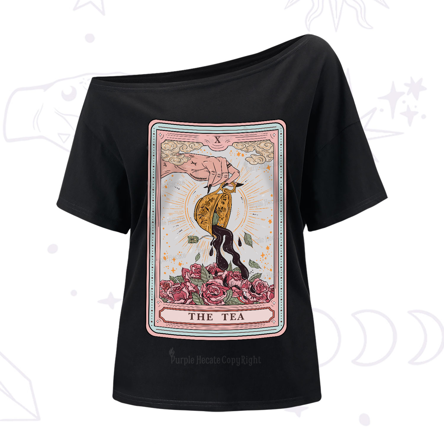 Purplehecate The Tea Food Tarot Card One-Shoulder T-Shirt