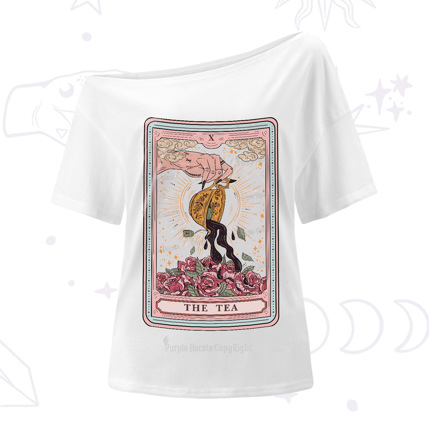 Purplehecate The Tea Food Tarot Card One-Shoulder T-Shirt
