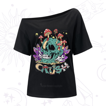 Purplehecate Magic Skeleton One-Shoulder T-Shirt