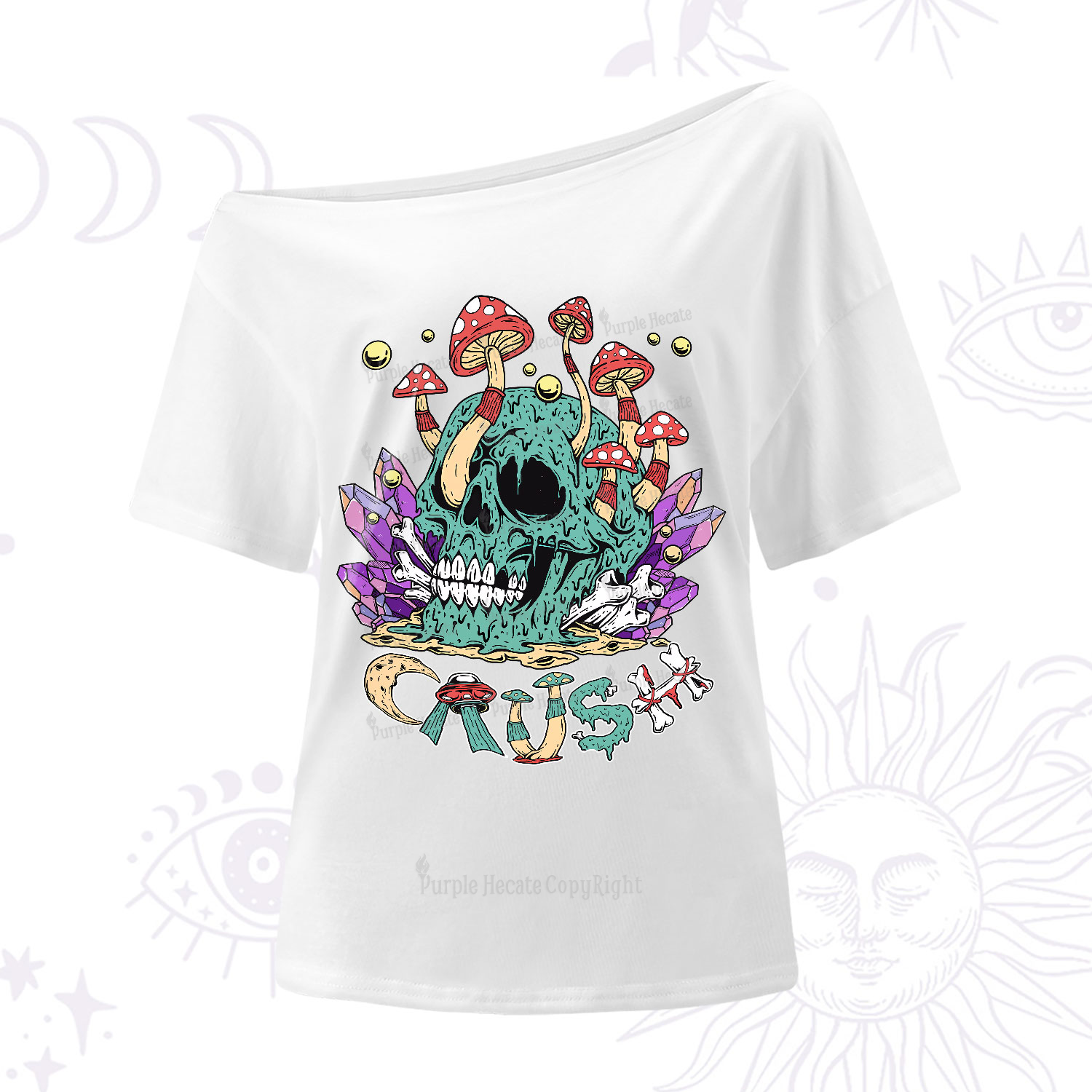 Purplehecate Magic Skeleton One-Shoulder T-Shirt