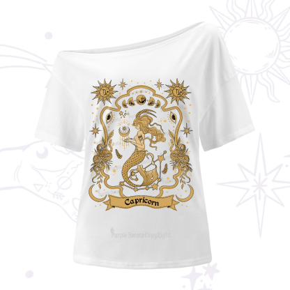 Purplehecate Capricorn' Astral Mirage Zodiac One-Shoulder T-Shirt