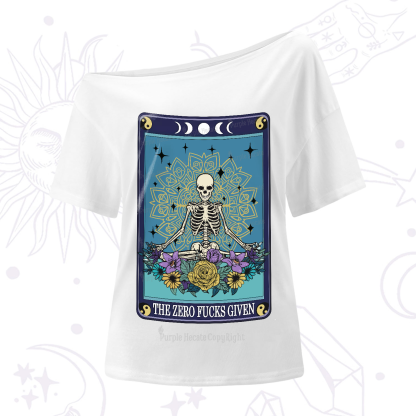 Purplehecate The Zero Fucks Given Tarot One-Shoulder T-Shirt