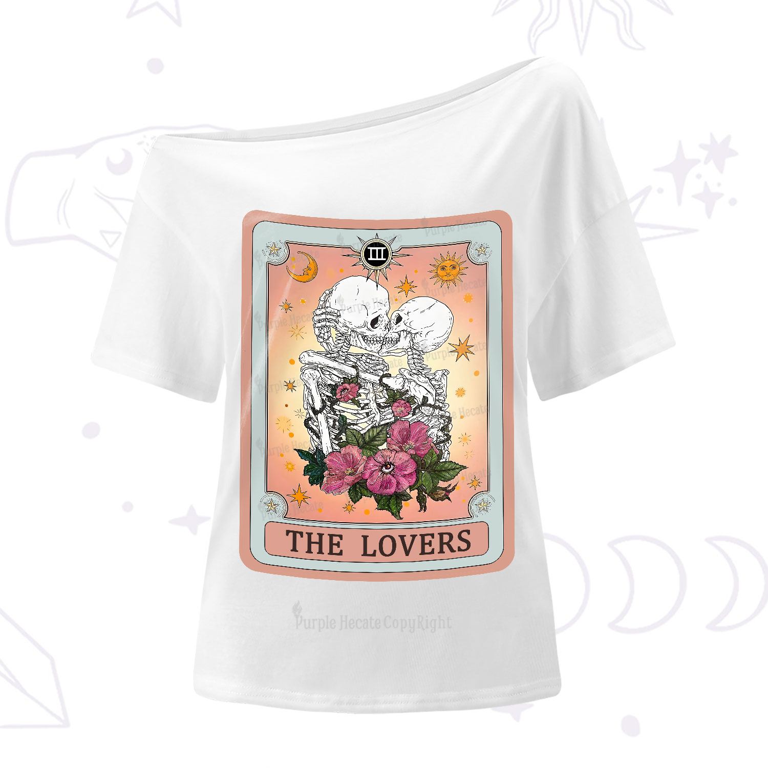 Purplehecate The Lovers Tarot Card One-Shoulder T-Shirt