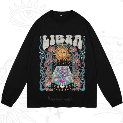 Purplehecate Libra Spirit Zodiac Long Sleeve T-Shirt
