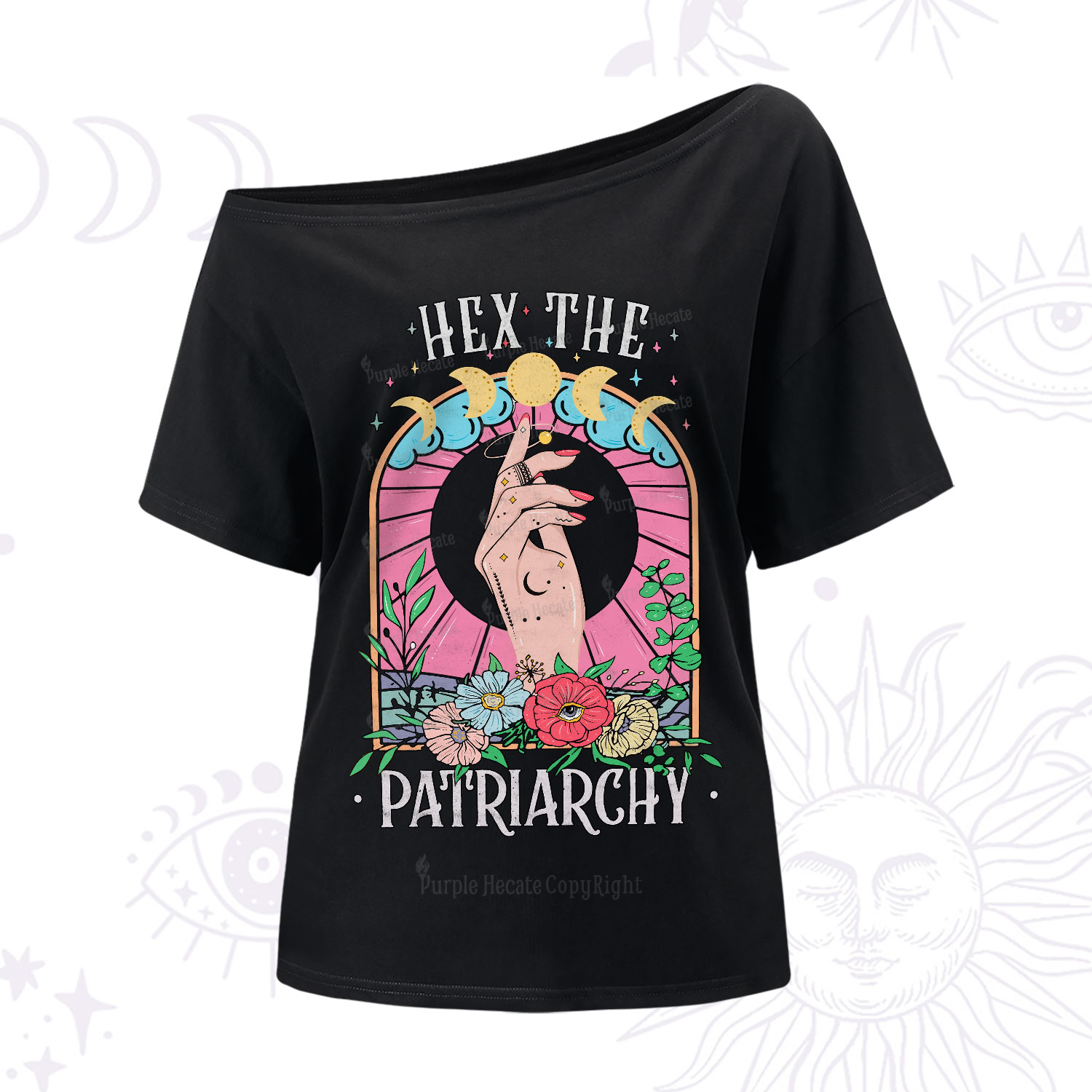 Purplehecate Hex The Patriarchy One-Shoulder T-Shirt