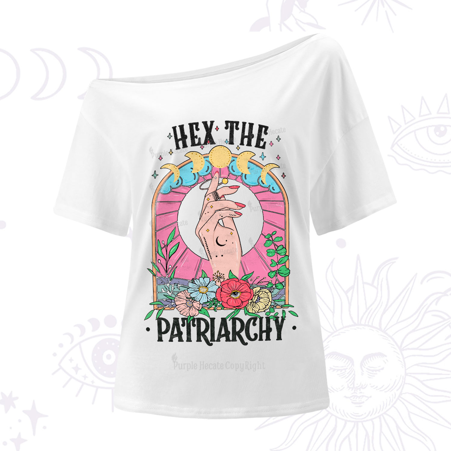 Purplehecate Hex The Patriarchy One-Shoulder T-Shirt