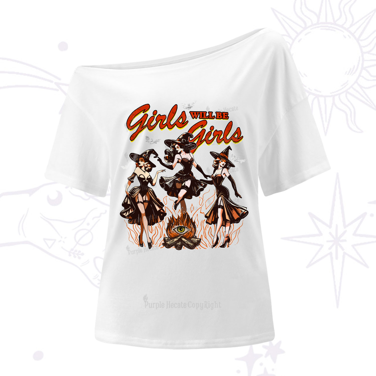 Purplehecate Girls Will Be Girls One-Shoulder T-Shirt