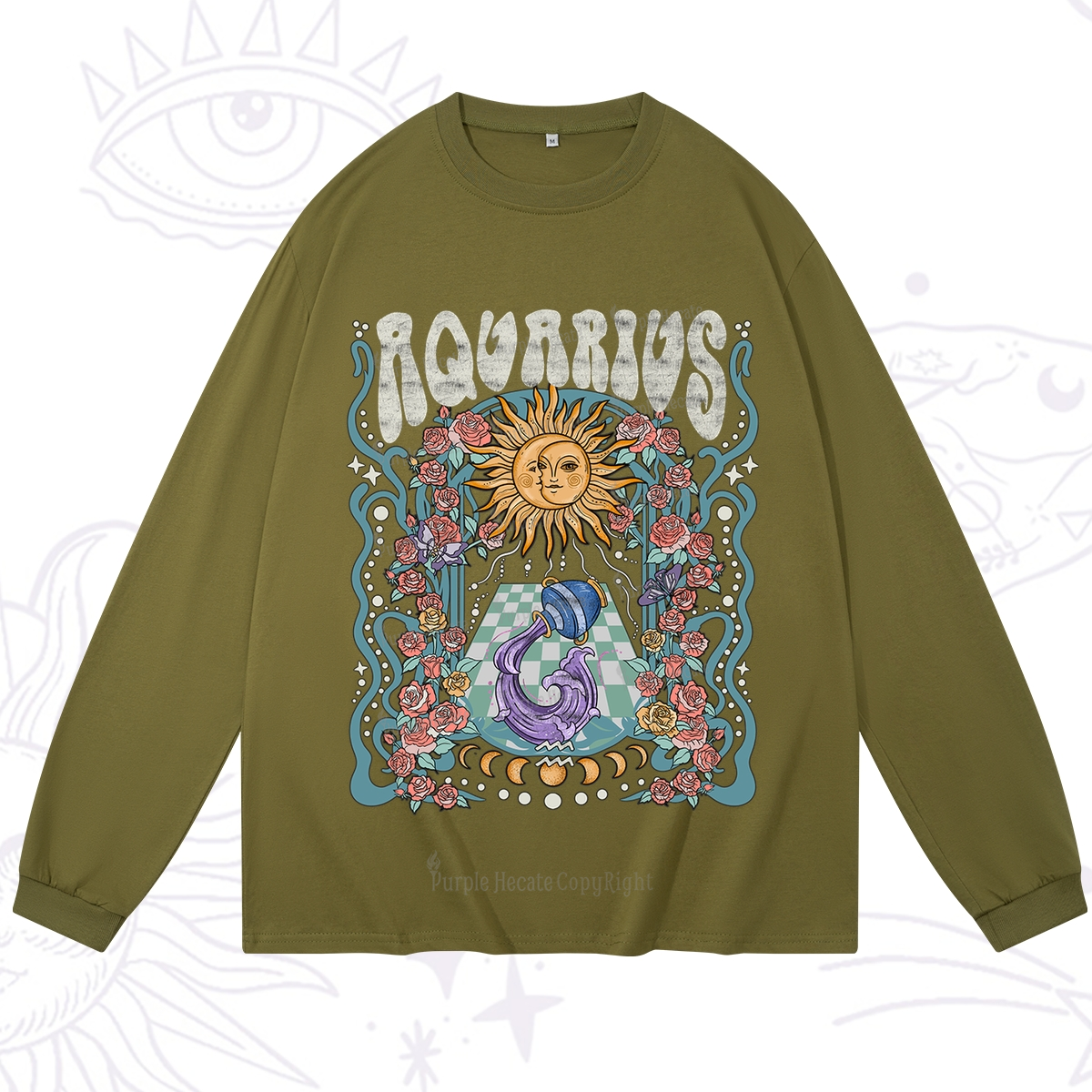 Purplehecate Aquarius Spirit Zodiac Long Sleeve T-Shirt