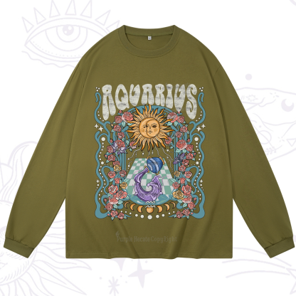 Purplehecate Aquarius Spirit Zodiac Long Sleeve T-Shirt