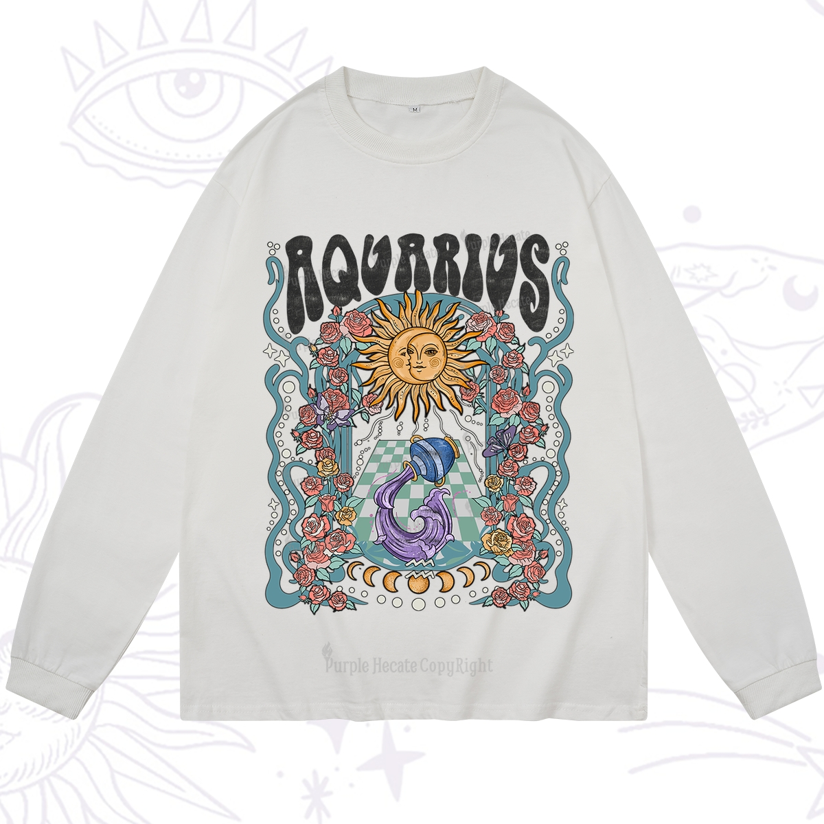 Purplehecate Aquarius Spirit Zodiac Long Sleeve T-Shirt