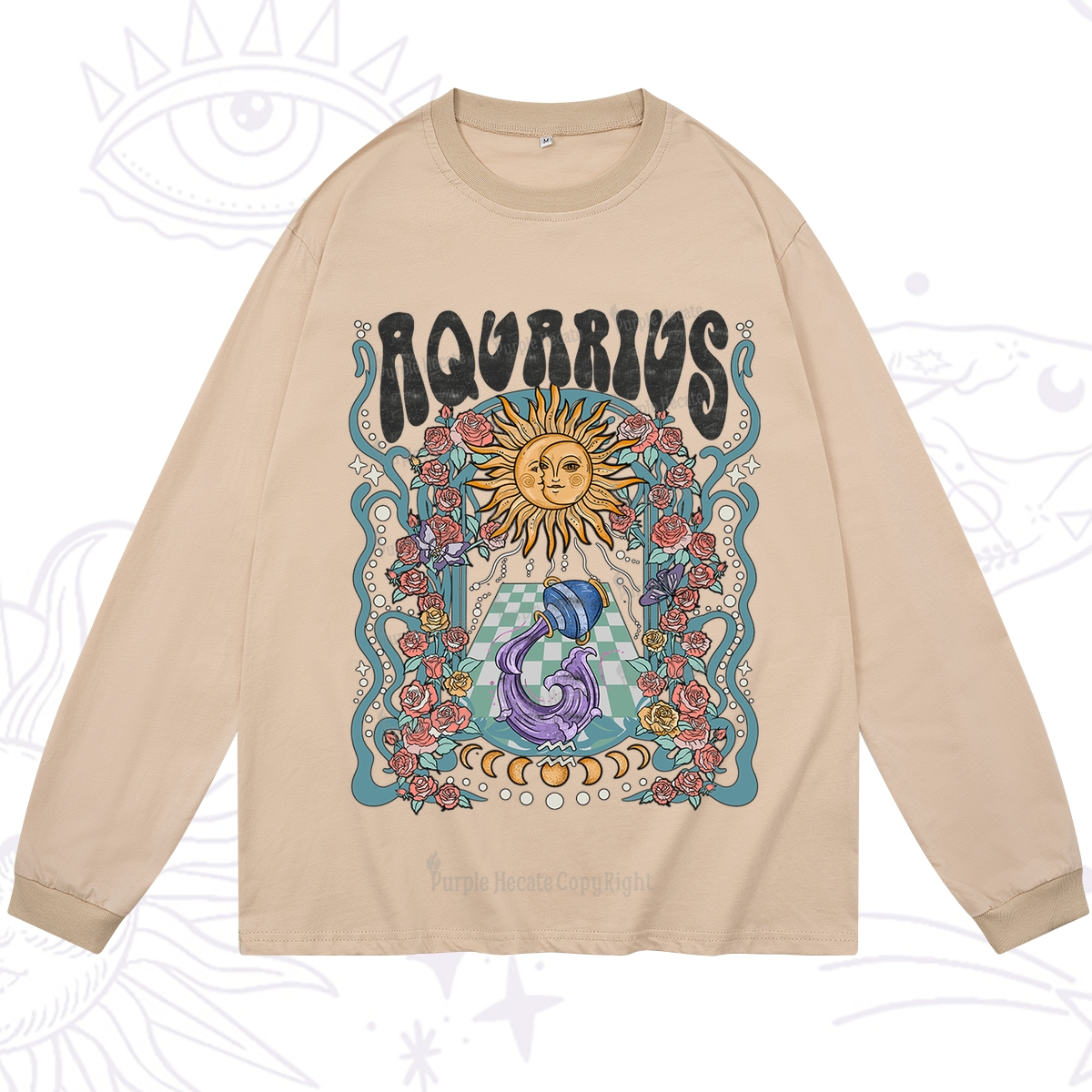 Purplehecate Aquarius Spirit Zodiac Long Sleeve T-Shirt