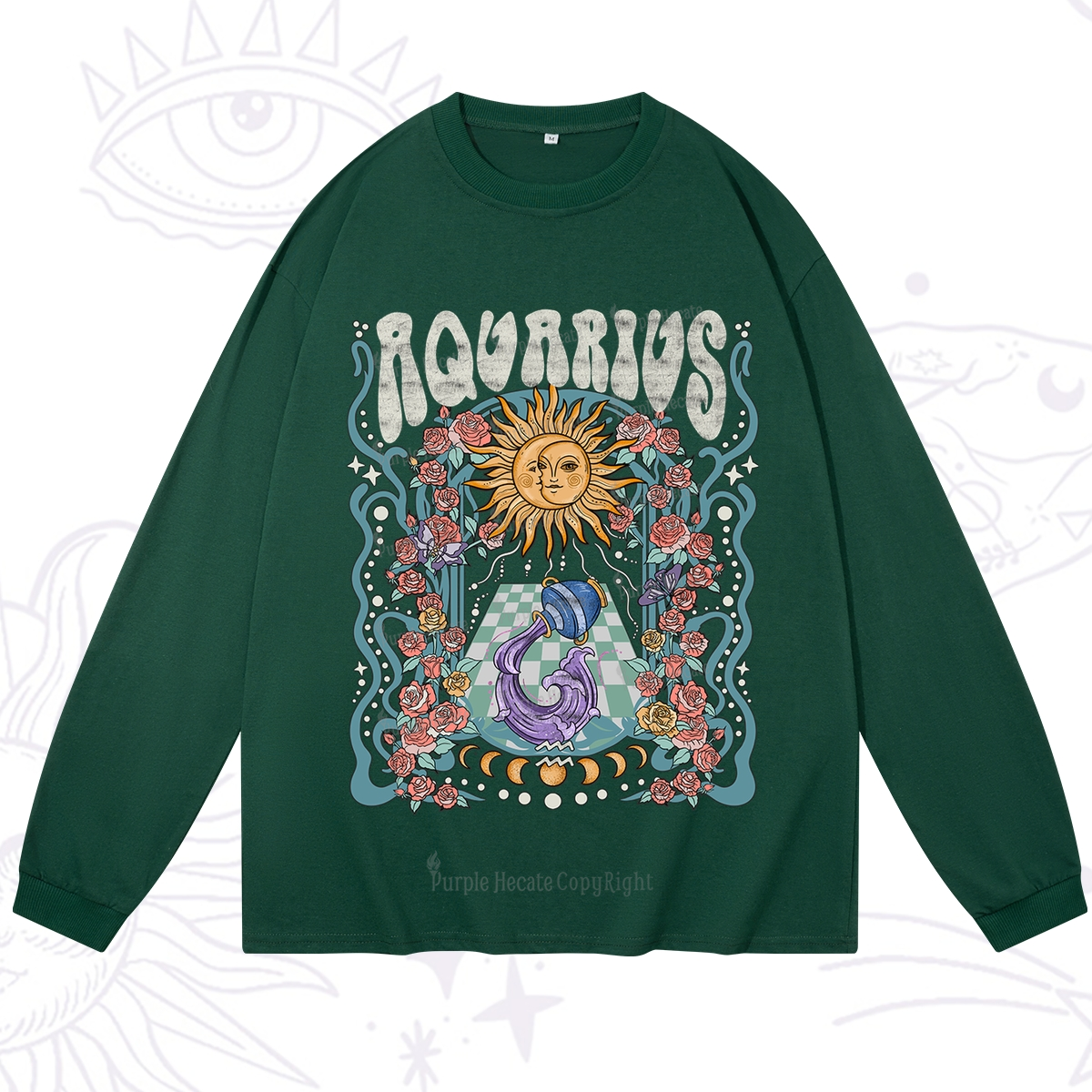 Purplehecate Aquarius Spirit Zodiac Long Sleeve T-Shirt