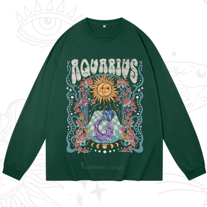 Purplehecate Aquarius Spirit Zodiac Long Sleeve T-Shirt