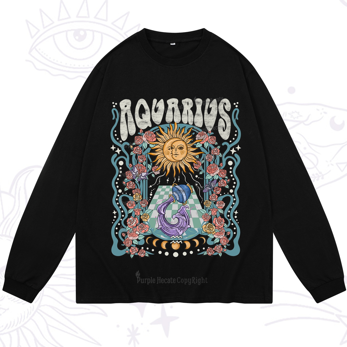 Purplehecate Aquarius Spirit Zodiac Long Sleeve T-Shirt