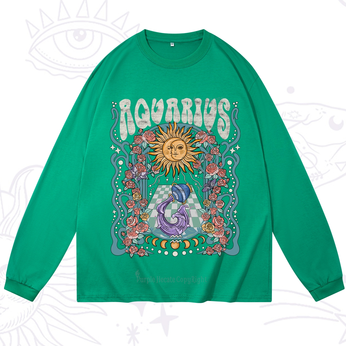 Purplehecate Aquarius Spirit Zodiac Long Sleeve T-Shirt