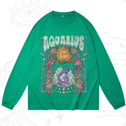 Purplehecate Aquarius Spirit Zodiac Long Sleeve T-Shirt