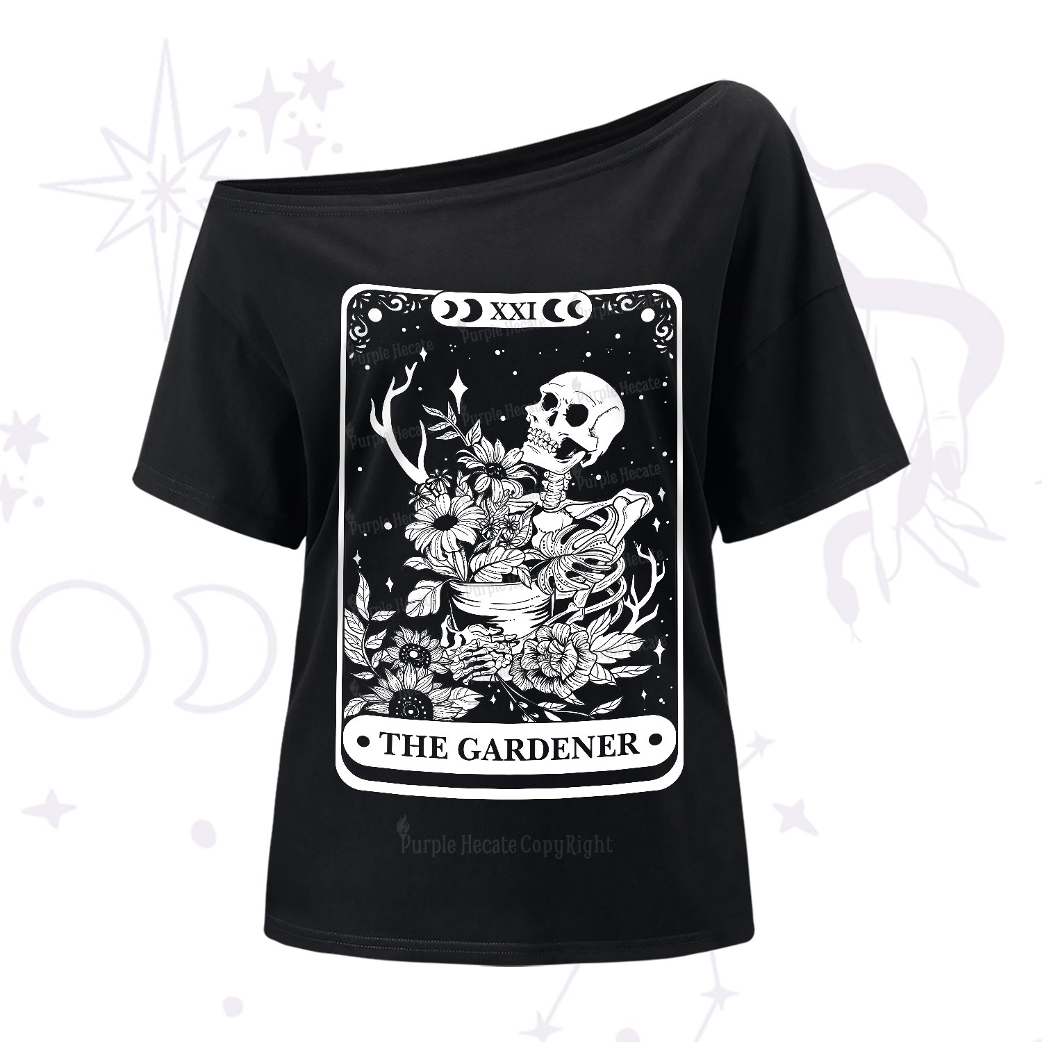 Purplehecate The Gardener Tarot Card One-Shoulder T-Shirt