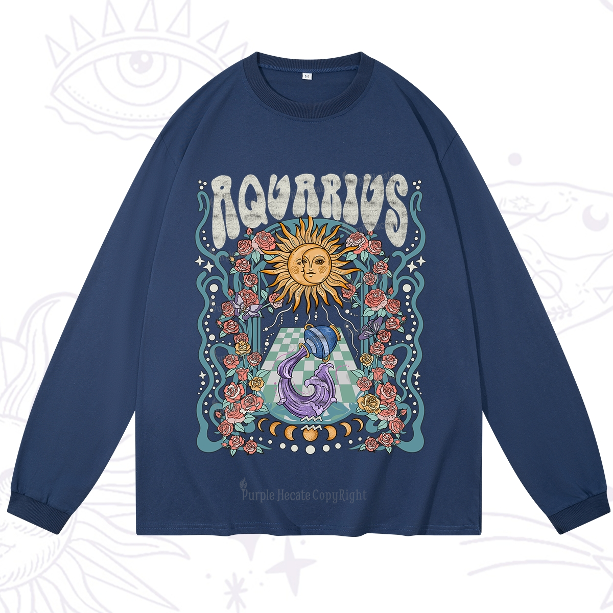 Purplehecate Aquarius Spirit Zodiac Long Sleeve T-Shirt