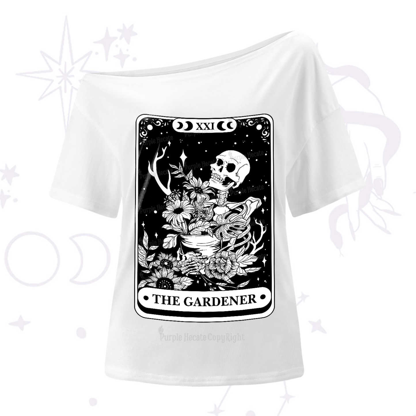 Purplehecate The Gardener Tarot Card One-Shoulder T-Shirt