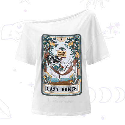 Purplehecate The Lazy Bones Tarot One-Shoulder T-Shirt