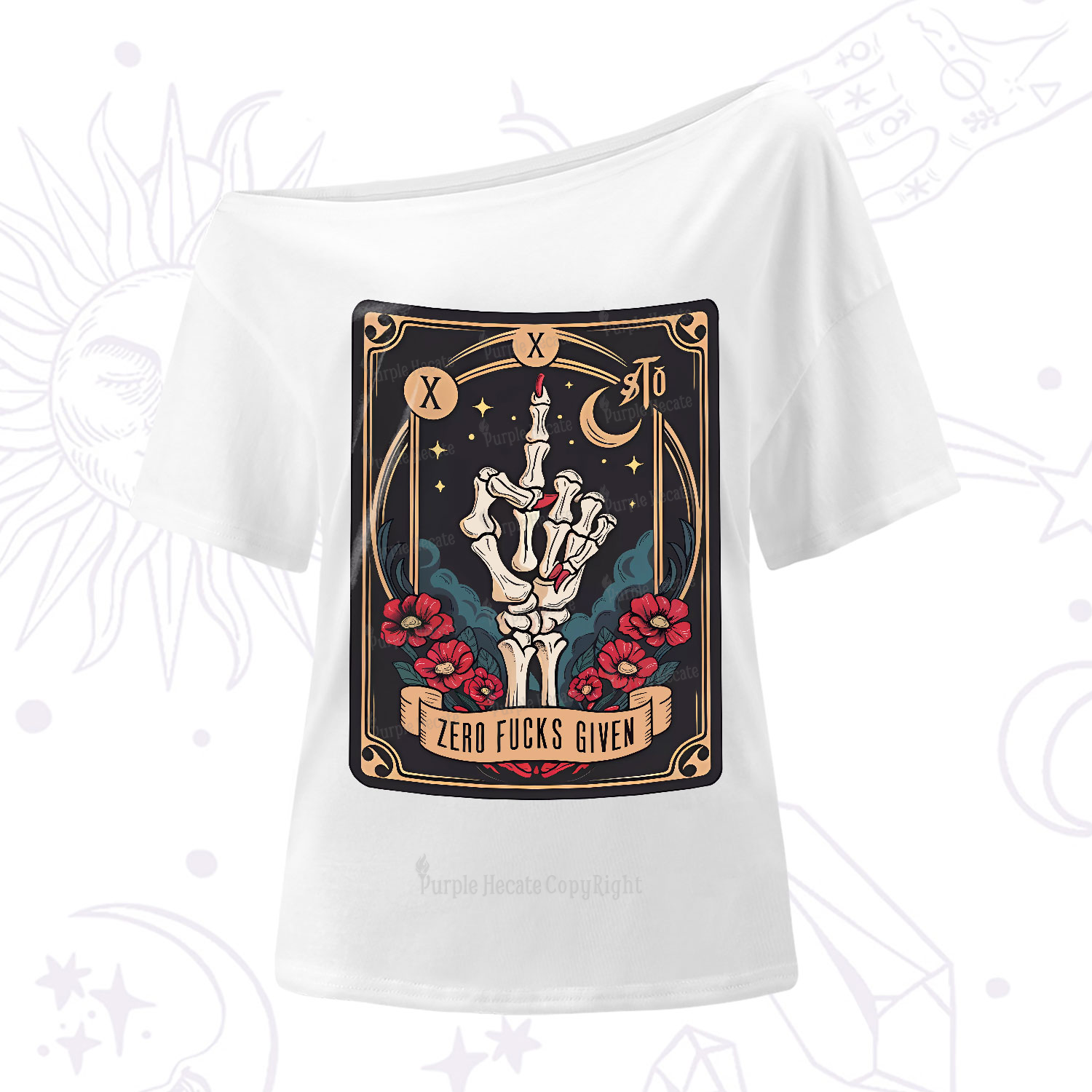 Purplehecate The Zero Fucks Given One-Shoulder T-Shirt