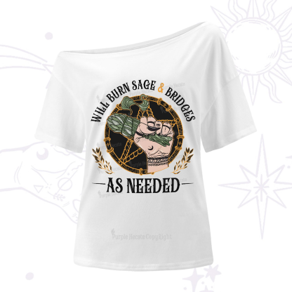Purplehecate Will Burn Sage And Bridges One-Shoulder T-Shirt