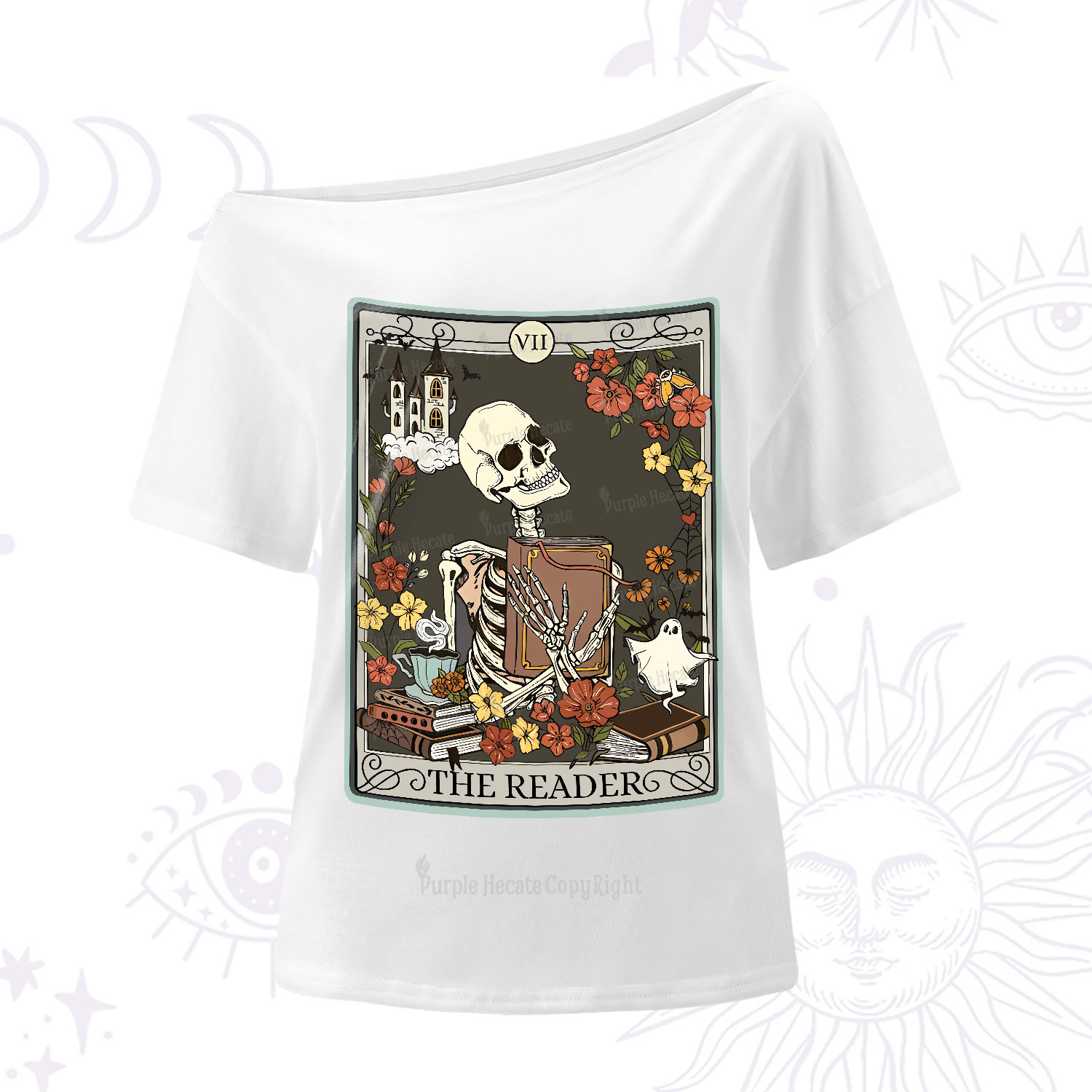 Purplehecate The Reader Tarot Card One-Shoulder T-Shirt