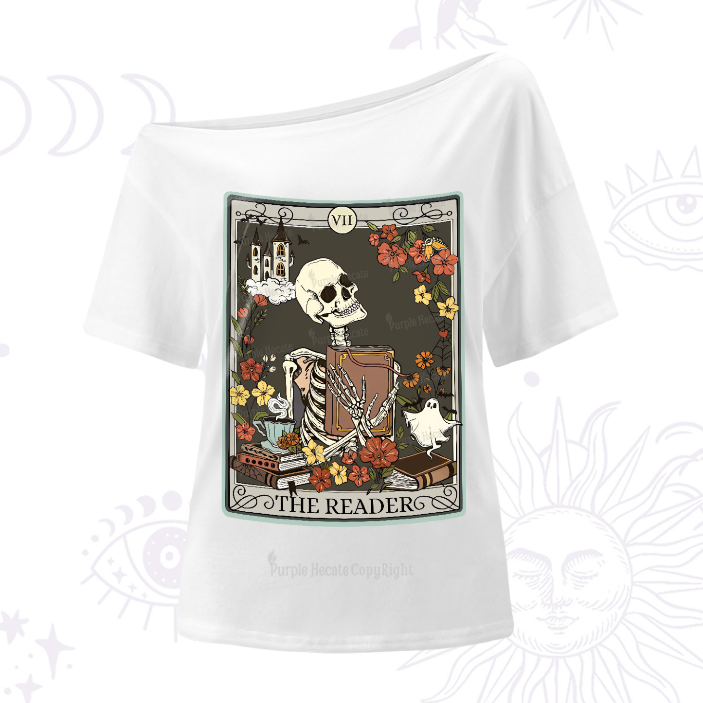 Purplehecate The Reader Tarot Card One-Shoulder T-Shirt