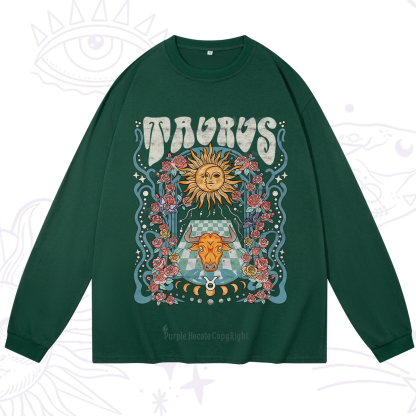 Purplehecate Taurus Spirit Zodiac Long Sleeve T-Shirt