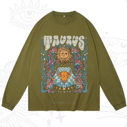 Purplehecate Taurus Spirit Zodiac Long Sleeve T-Shirt