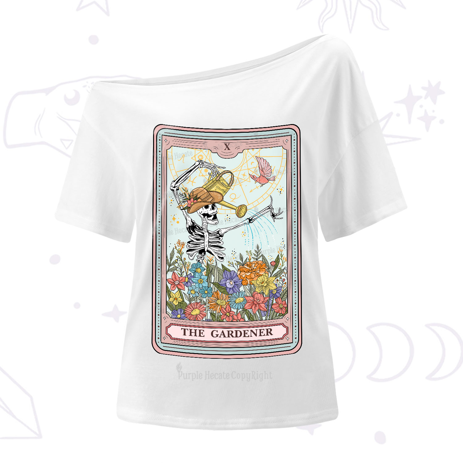 Purplehecate The Gardener Tarot One-Shoulder T-Shirt