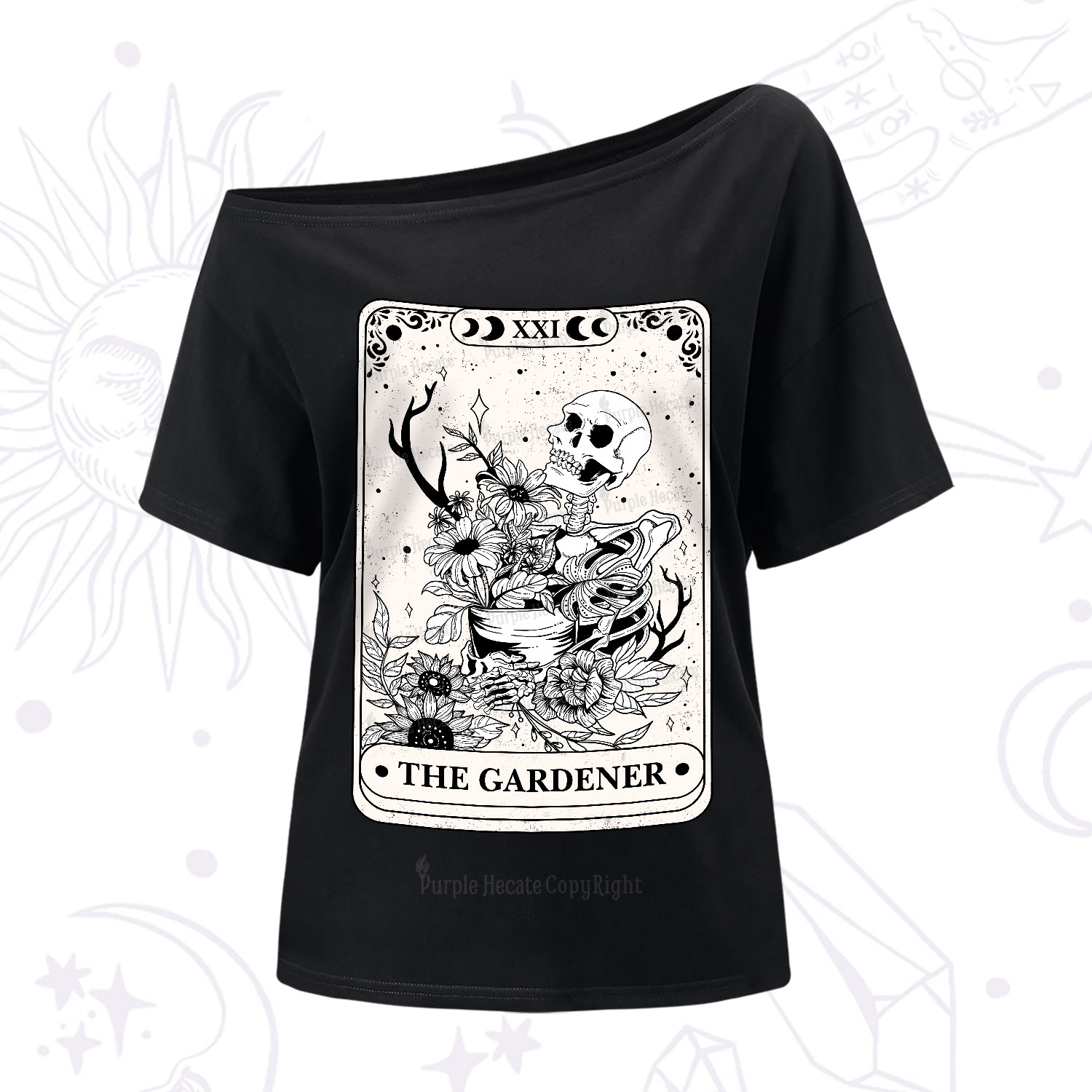 Purplehecate The Gardener Tarot One-Shoulder T-Shirt