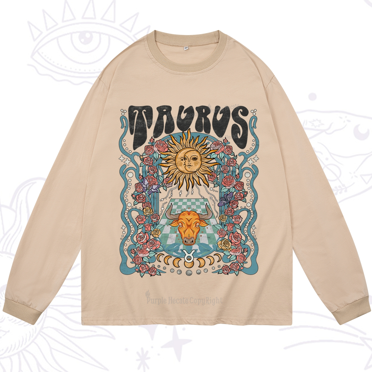 Purplehecate Taurus Spirit Zodiac Long Sleeve T-Shirt