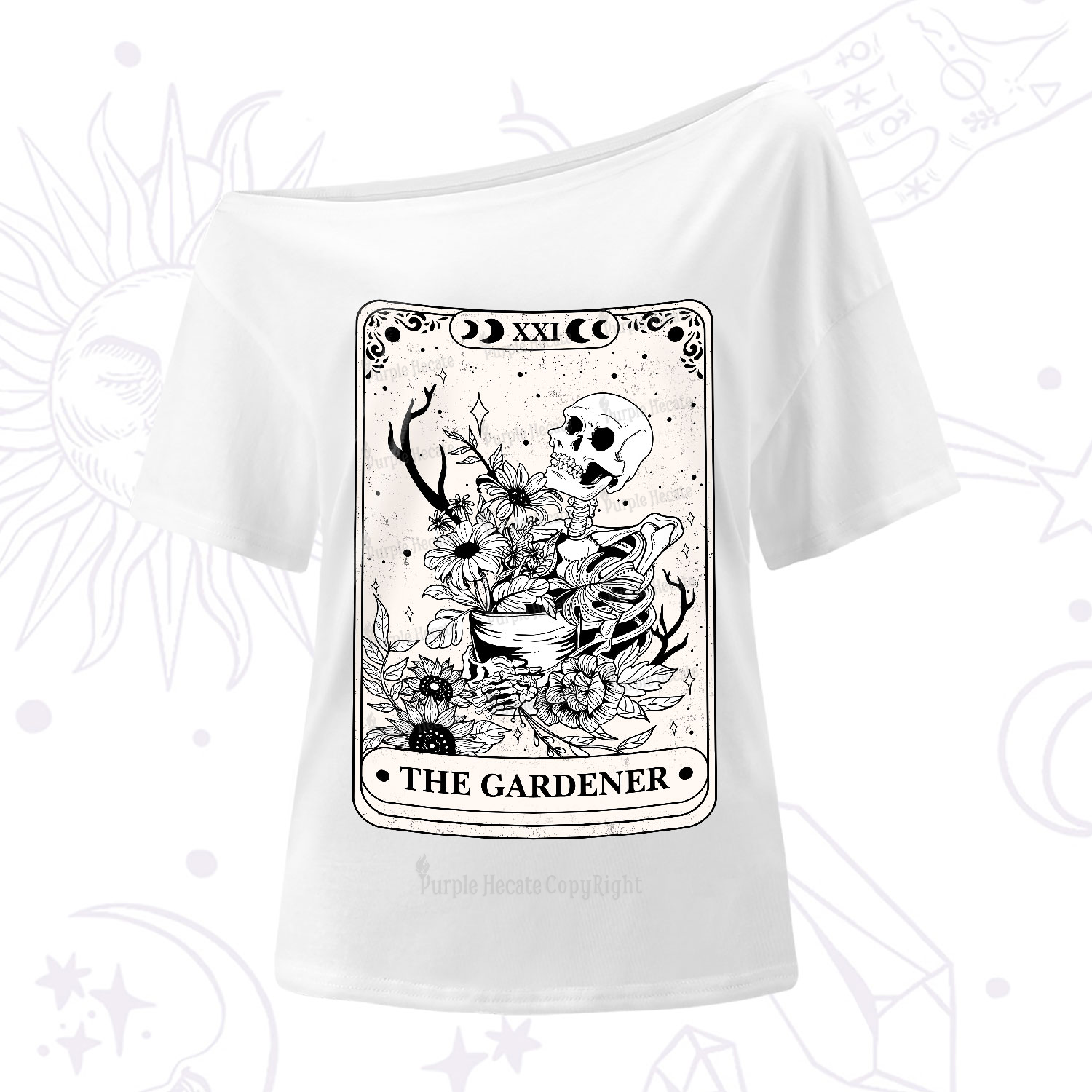 Purplehecate The Gardener Tarot One-Shoulder T-Shirt