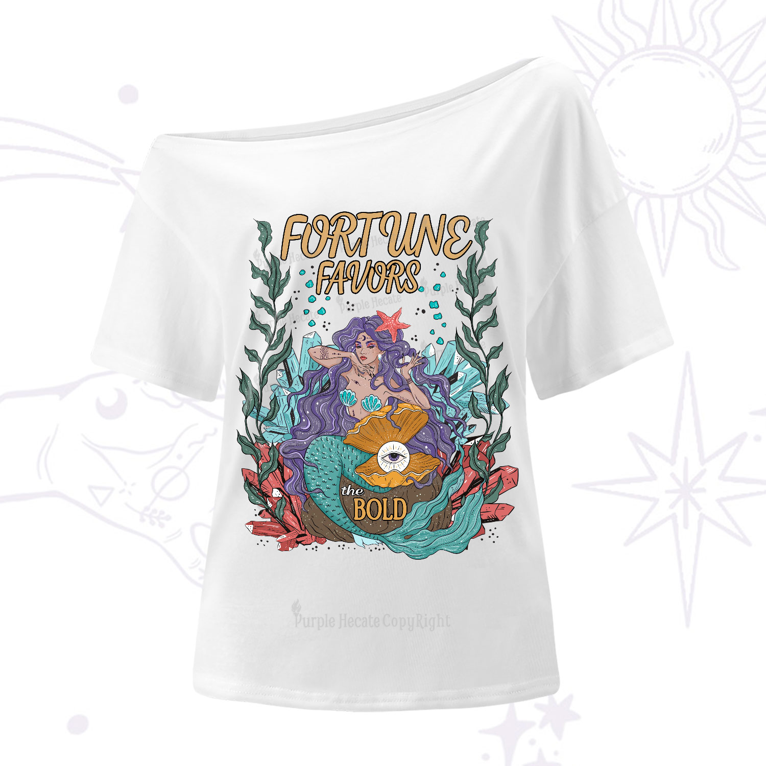 Purplehecate Fortune Favors The Bold One-Shoulder T-Shirt