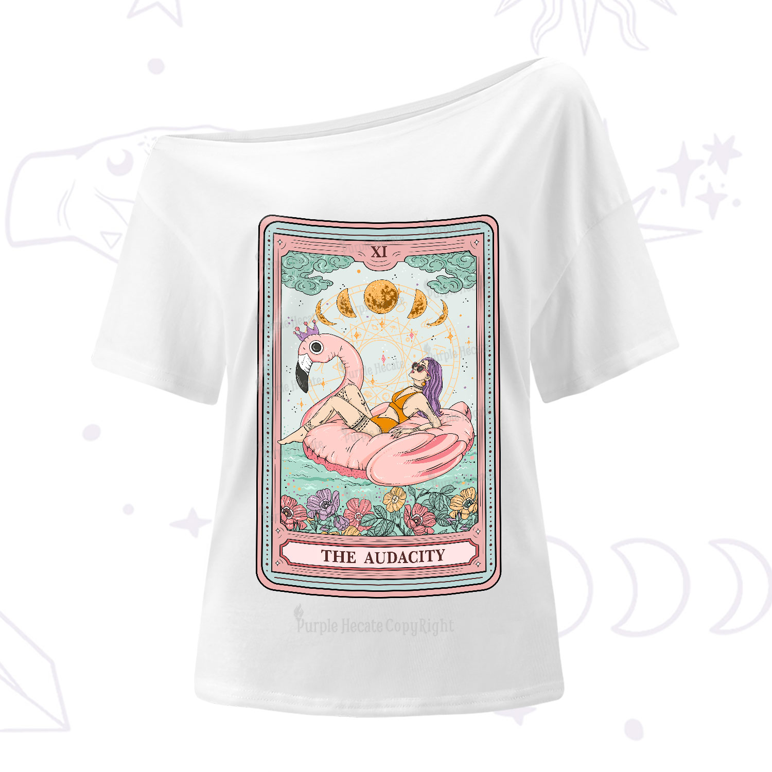 Purplehecate The Vacation Audacity Tarot One-Shoulder T-Shirt