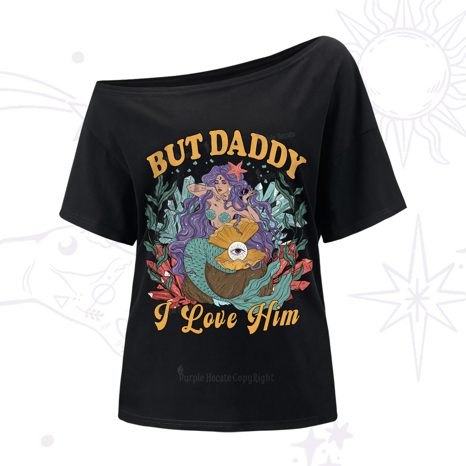 Purplehecate But Daddy I Love Him One-Shoulder T-Shirt